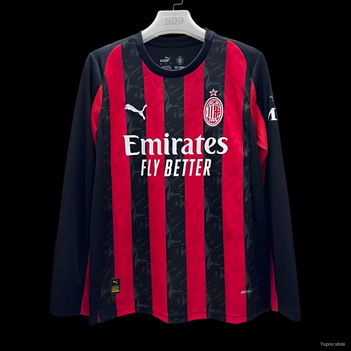 Maillot Domicile Ac Milan Manches Longues 2025-2026